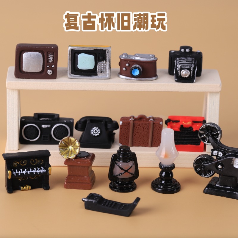 Retro Nostalgic Miniature Furniture, Daily Necessities, Craft Ornaments, DIY Resin Jewelry Accessories, Mini Piano Camera