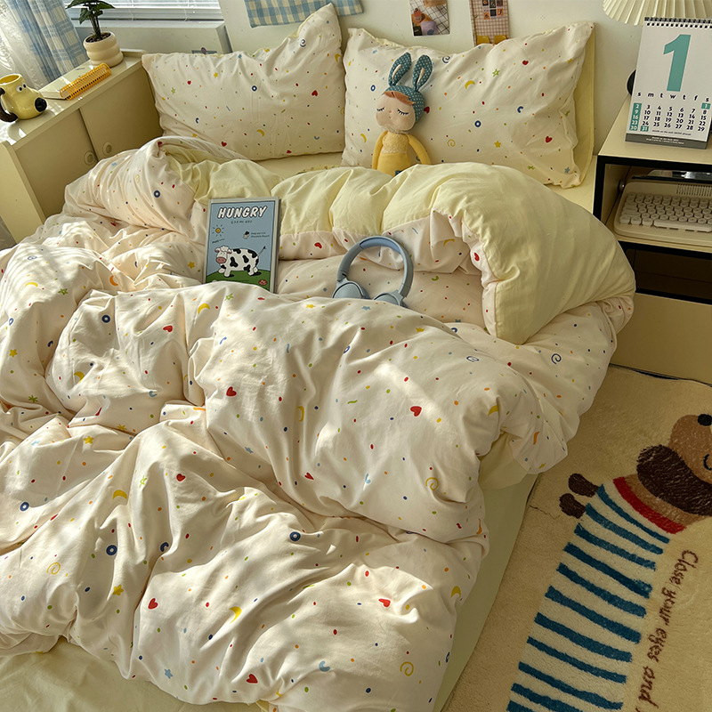 Cama de cuatro piezas de madres y bebés de clase A sábanas de algodón cubierta cama de dormitorio de estudiantes de tres piezas de cama