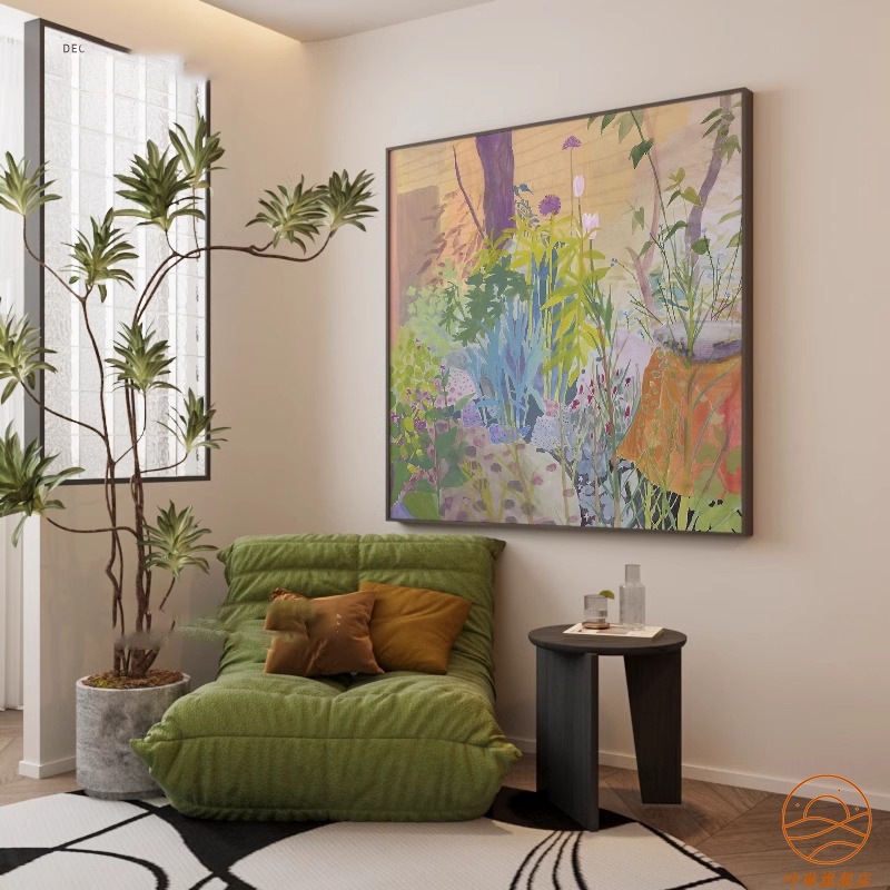 Small fresh green plant flower healing porch hanging picture model room background wall bedroom decorative painting square mural