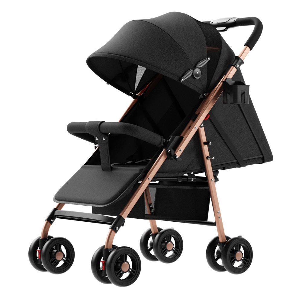 Personalizado cochecito de bebés bidireccional se puede sentar y acostarse, se puede plegar con una sola mano y se puede desmontar con cuatro ruedas y frenos para las cuatro estaciones