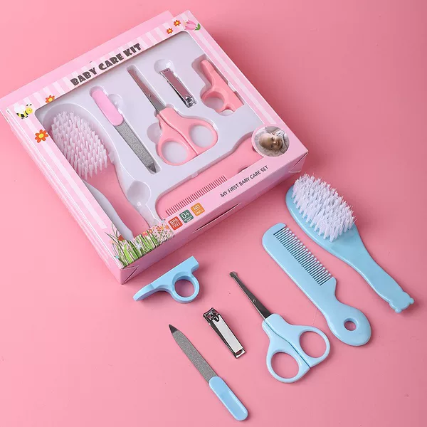 Baby Nail Scissors, Baby Nail Clipper Care, Newborn Safety Anti-Pinch Nail Clipper Combination Set, Six-Piece Set