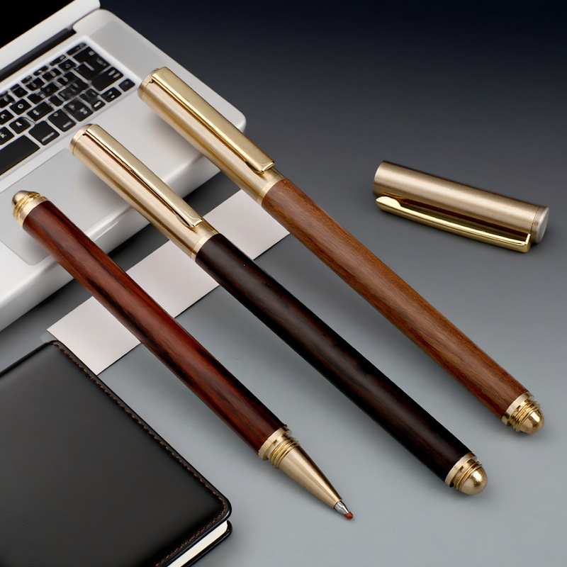 Metal Signature Pen, Brass Black Gel Pen, Wooden Pen, Gift Sandalwood Pen, Wooden Ballpoint Pen, Custom Engraving