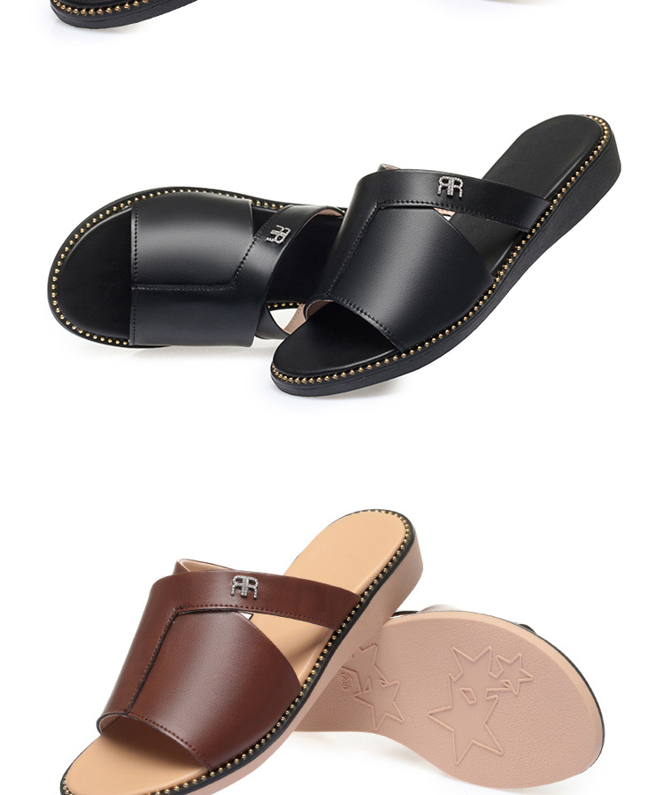 Dép sandal nữ quai chữ V đế mềm da thời trang — nâu chi tiết 17