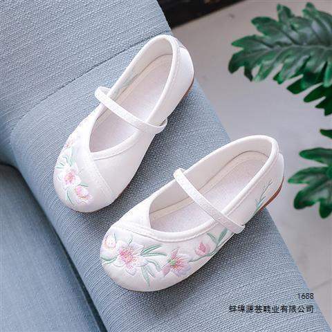 Hanfu Shoes for Children, Traditional Embroidered Shoes for Girls, Chinese Style Ancient Costume Shoes for Babies, Old Beijing Cloth Shoes, Ancient Dance Shoes