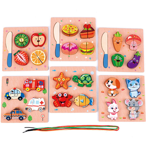 Factory direct sales wooden Velcro stickers for vegetables and fruits, kitchen toys, children's play house, early education