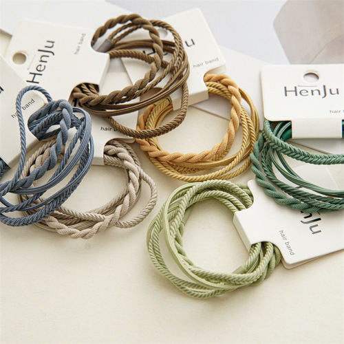 Summer New Elastic Daily Basic Durable Simple Knitted Hair Tie Hairband Set Hair Accessory