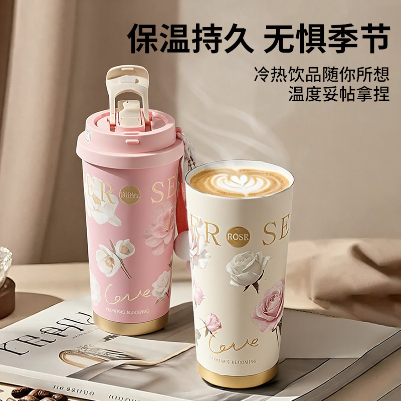 【GUCGRES】轻奢保温杯陶瓷内胆咖啡杯女高颜值随行便携吸管水杯|undefined