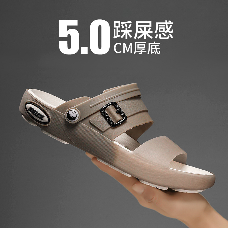 샌들 남자 2024 봄 새로운 도착 남성 캐주얼 소프트 단독 신발 실내 및 실외 운전