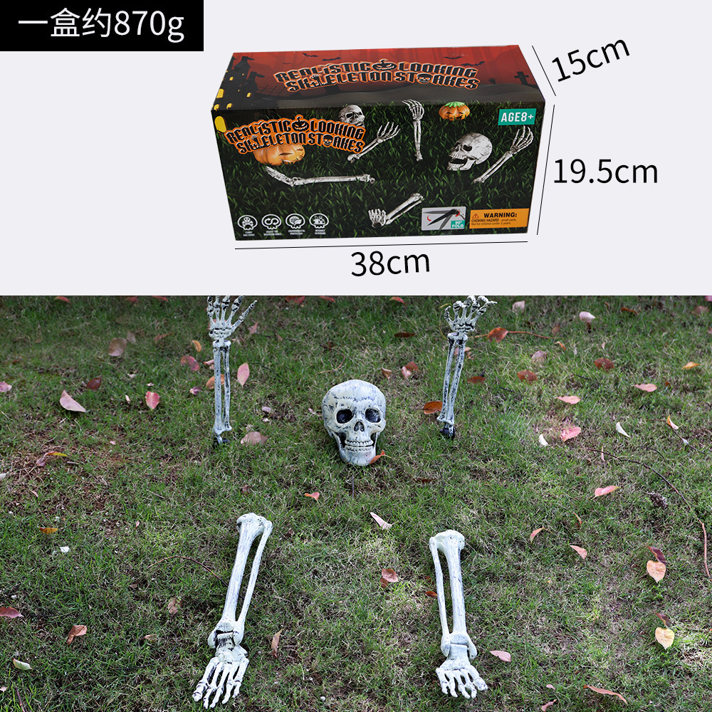 Halloween horrores cráneo esqueleto inserción de suelo decoración cementerio de Halloween cráneo hueso de mano simulación esqueleto props