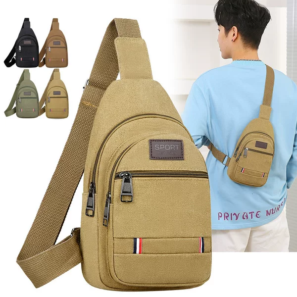 Canvas mobile phone chest bag messenger bag lightweight Leisure outdoor sports shoulder bag business wallet waist bag small backpack