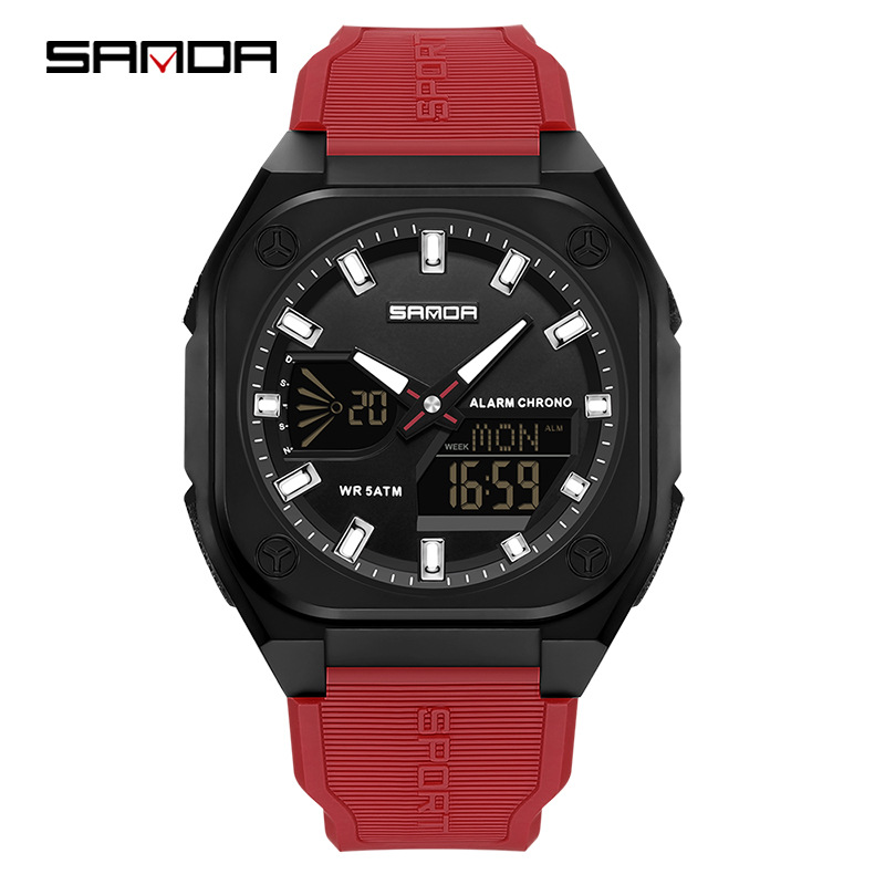SANDA Sanda 6268 horario de verano despertador impermeable reloj electrónico para estudiantes sincronizados reloj deportivo de luz nocturna multifuncional
