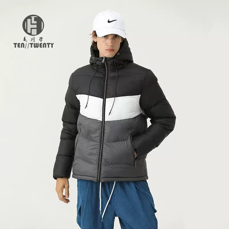 【冬季男装定制】外贸拼色连帽棉服OEM来图来样服装代加工棉袄男