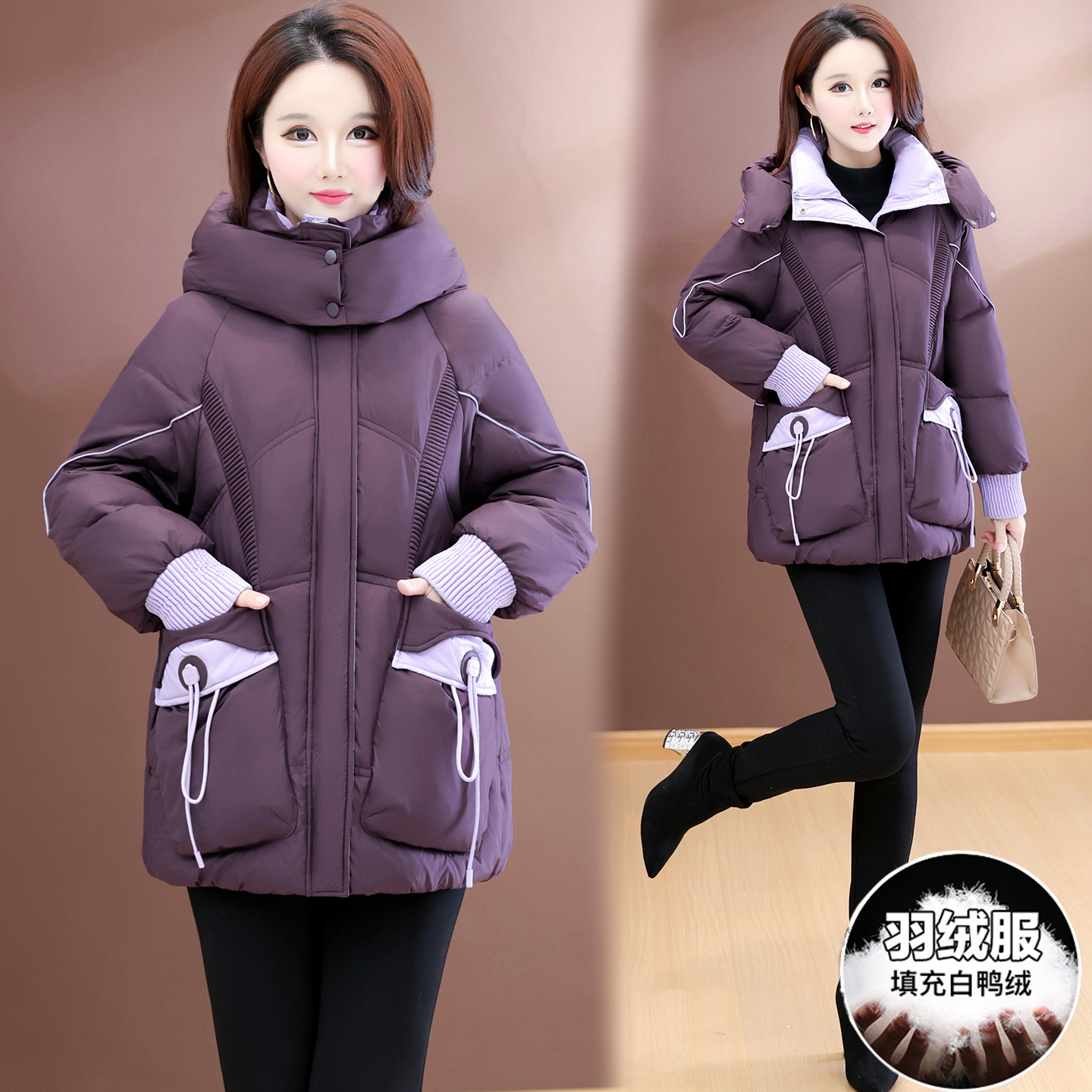 Trendy Hooded down Jacket for Women 2025 Winter New Korean Style Simple Fashion Trendy Women's Coat
