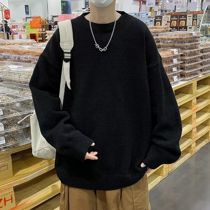 Otoño e invierno suéter grueso para hombres tendencia coreana suéter de punto japonés suelto invierno ins estilo Hong Kong abrigo de suéter perezoso