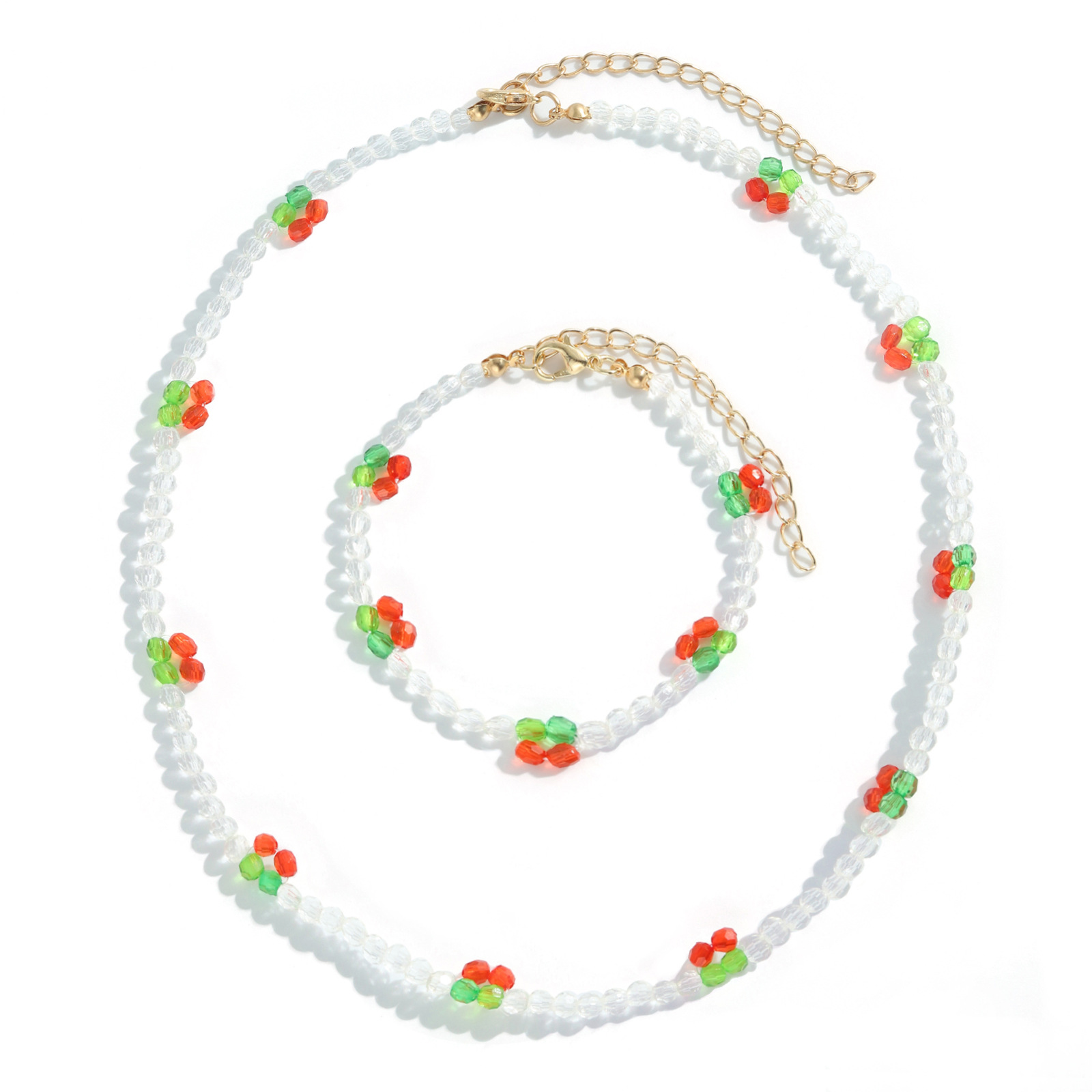 Simple Beads Acrylic Cherry Chain Multi-layer Necklace Bracelet Set display picture 12