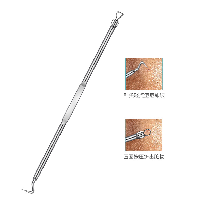 Fabricante de herramientas de belleza traje de celda clip de doble cabeza de acné eliminación de acné aguja de acné blackhead eliminación de aguja de acero inoxidable aguja de acné