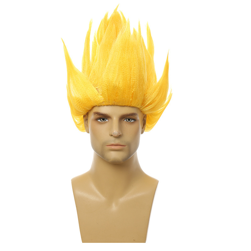Dragon Ball Goku wig with flame head, Super Saiyan cosplay lotus head, costume performance party wig