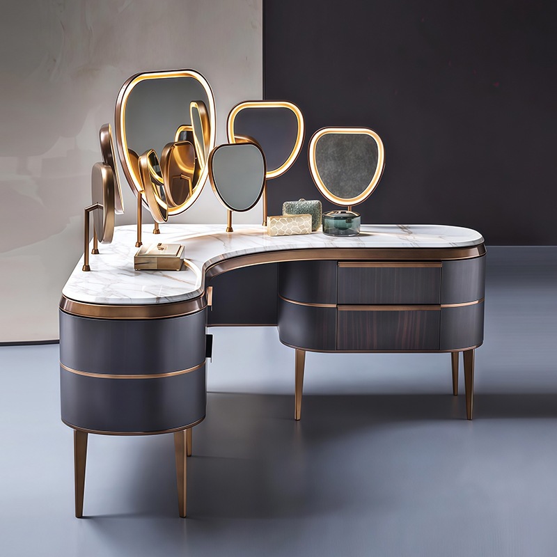 SPARKLECASA意大利设计师转角梳妆台简约别墅卧室带实木梳妆台