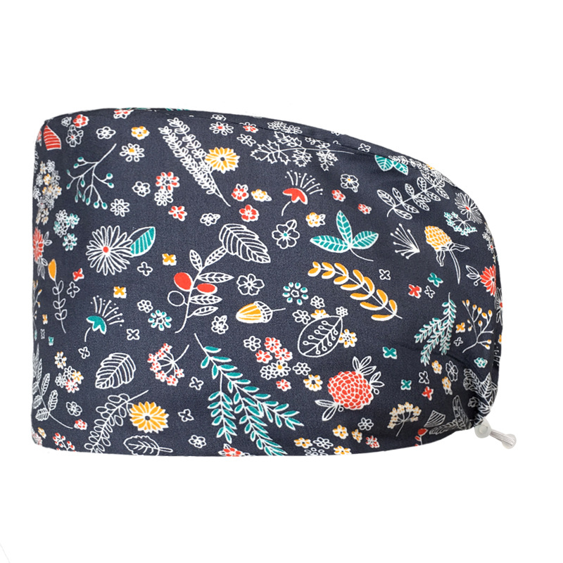 Algodón puro impreso casquillo de la enfermera tapa médica hogar tapa de la cocina aceite de catering a prueba de humo anti-pelo sombrero de trabajo de la enfermera