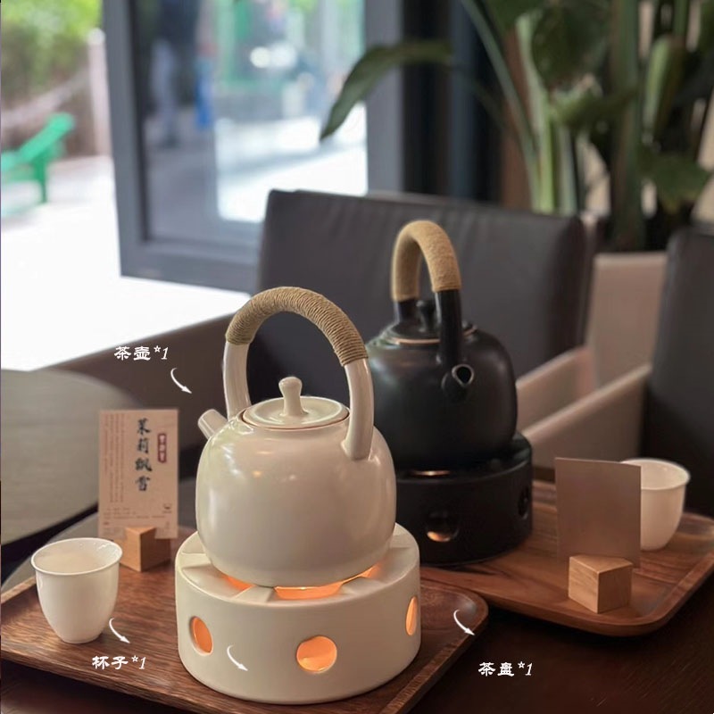 雲琳囲炉煮茶新中国式茶屋茶室陶磁器煮ティーポットろうそく保温提梁壺泡茶ソーダ釉薬|undefined