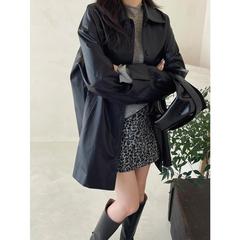 中长款黑色皮衣外套女2025春秋新款酷飒风小个子爆款机车气质复古