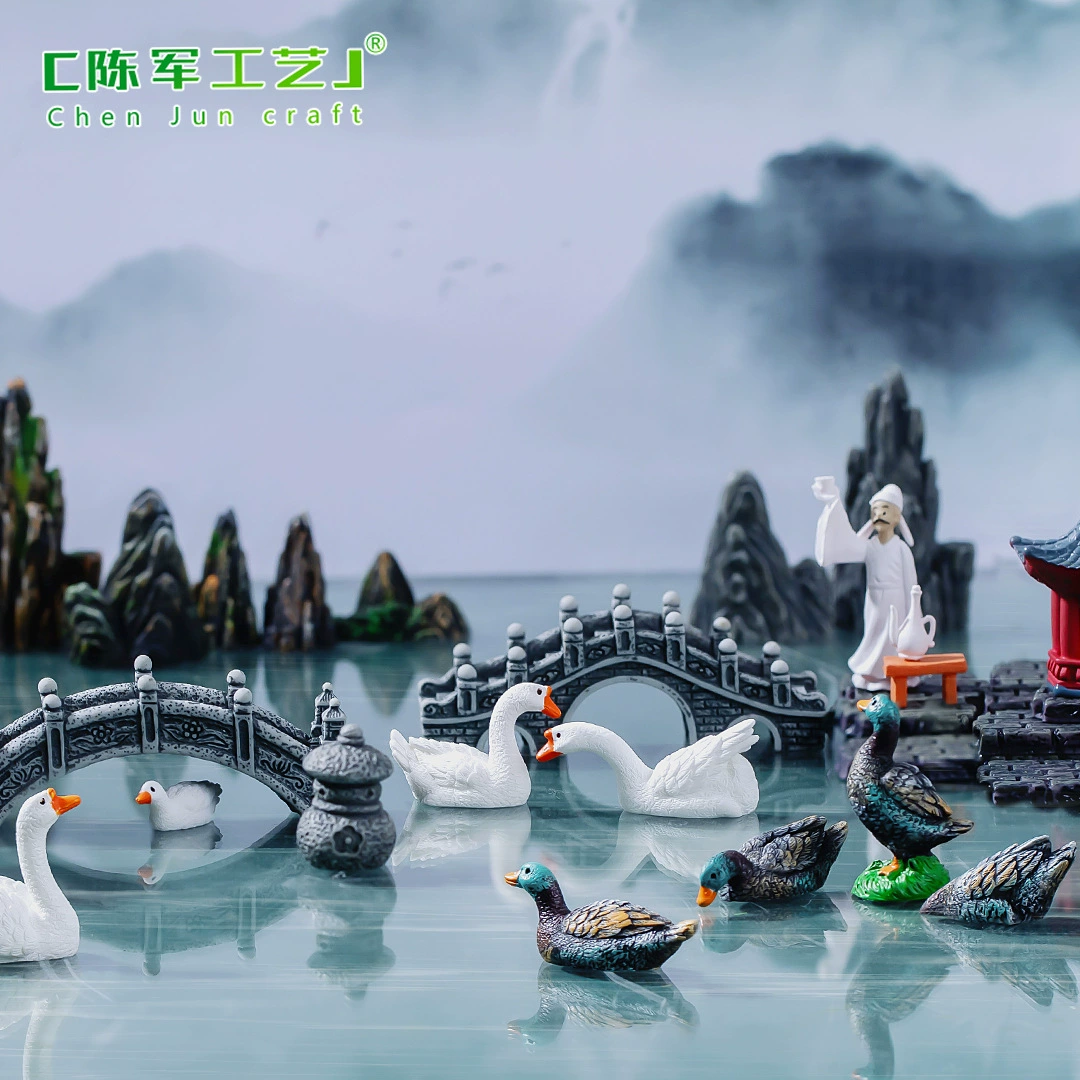 Микро-ландшафтное моделирование скалы Водный павильон Мост пейзаж художественная концепция Китайский Сад Бонсай Аксессуары для чайного столика ремесла маленькие украшения