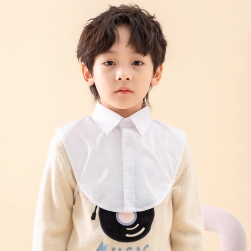 Children's White Collar Shirt Collar for Boys and Girls Baby Knit Sweatshirt Cotton Decorative Collar Versatile Base Collar