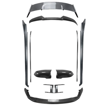 Lip, Side Skirts, Front Grille, Big Surrounded - integrated-front-lip-body-parts-carbon-fiber-pattern-2019-2024