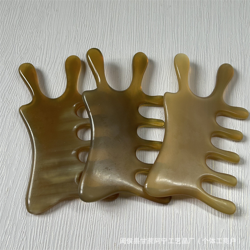 Genuine Horn Comb Wide Teeth Water Drop Bead Massage Comb Monster Fish Shape 10-15CM key features