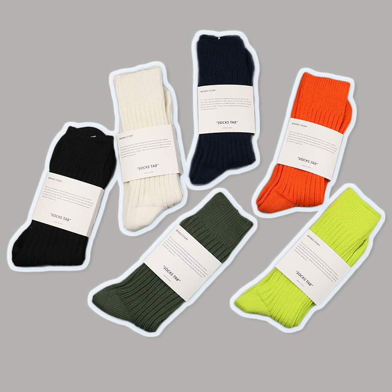 Japanese Style Workwear Style Pure Color Thick Thread Socks Cityboy American Trendyy Street Casual Thick Needle Mid-Tube Socks for Men and Women