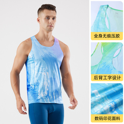 Summer Men's Quick-Dry Lightweight Fitness Slimming Sports Unisex Sleeveless Quick-Dry Marathon Training V-Neck Top