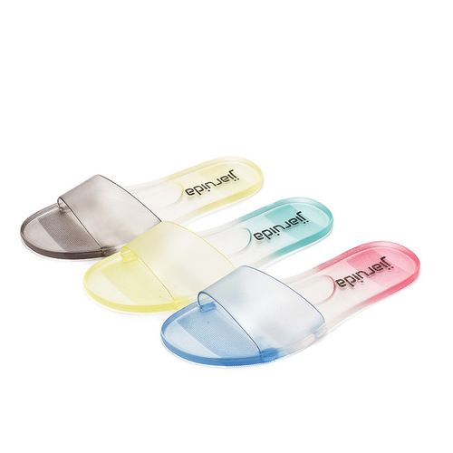 New Women's Summer Fashion Crystal Flat Slipper One-Piece Student Korean Style Versatile Outer Slipper Instagram Celebrity