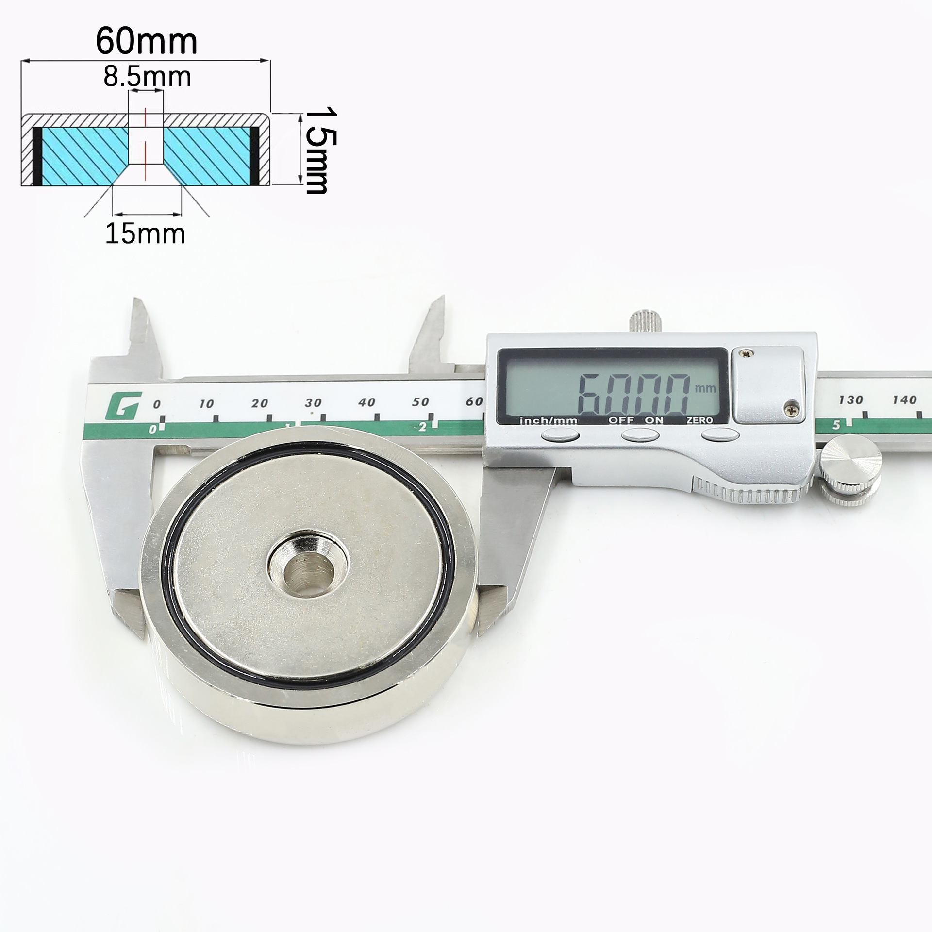 Imán de salvamento fuerte de anillo redondo, fijo en aguas profundas, para artefactos magnéticos o pesca