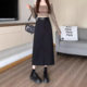 Grey Casual Suit High Waist Slimming Straight Skirt 2024 Mid-Length Rear Split Hip Covering A- Shaped Skirt