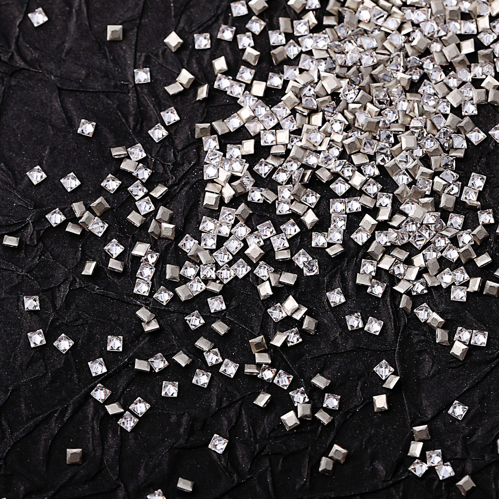 Mini beveled zircon, white, 2x2mm square