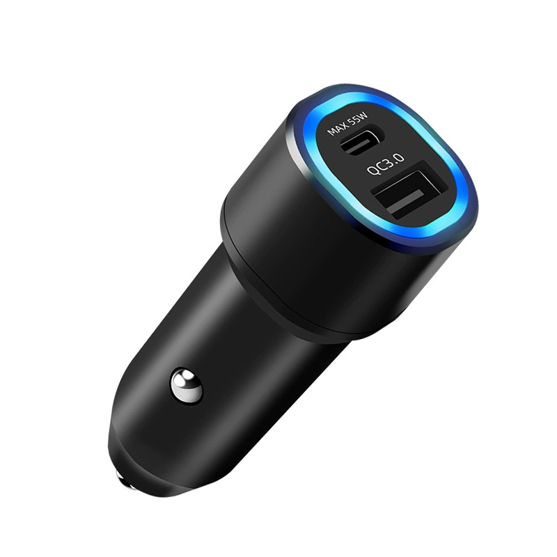 Автомобильное 100W зарядное устройство Type-C QC3.0 совместимо с Huawei протоколом супербыстрой зарядки, переходной автомобильный адаптер