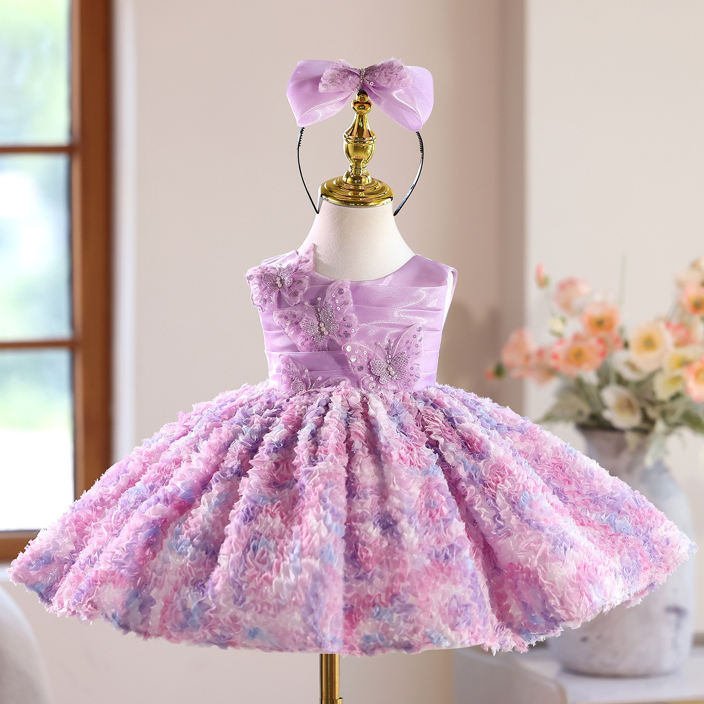 Robe de princesse mère et enfant pour fête d'anniversaire d'enfant, spectacle de piano, tenue pour le premier anniversaire d'une petite fille_voghion.com