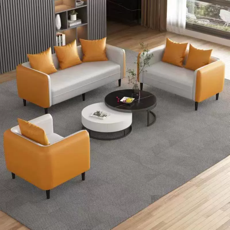 沙发客厅小户型台球厅酒店公寓现代简约理发店出租房免洗真皮沙发