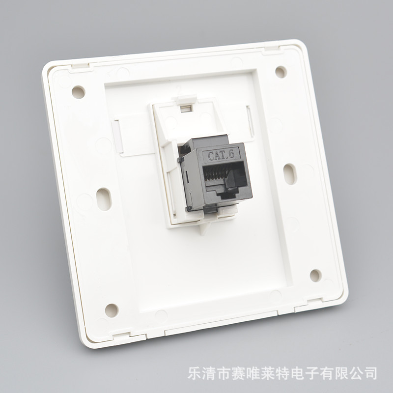 Type 86 single-port in-line six-type socket through Gigabit dual-port computer panel CAT6 network wall plug