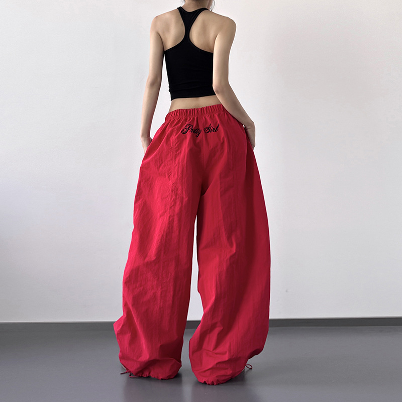 American Street Jazz Dance Hot Girl Loose Overalls Women's 2025 Summer Heavy Embroidery Straight-Leg Casual Paratrooper Pants