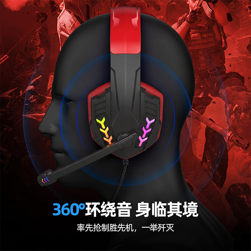 Estricta selección de auriculares G6000 auriculares RGB luminoso computadora portátil de juegos por cable auriculares auriculares en stock