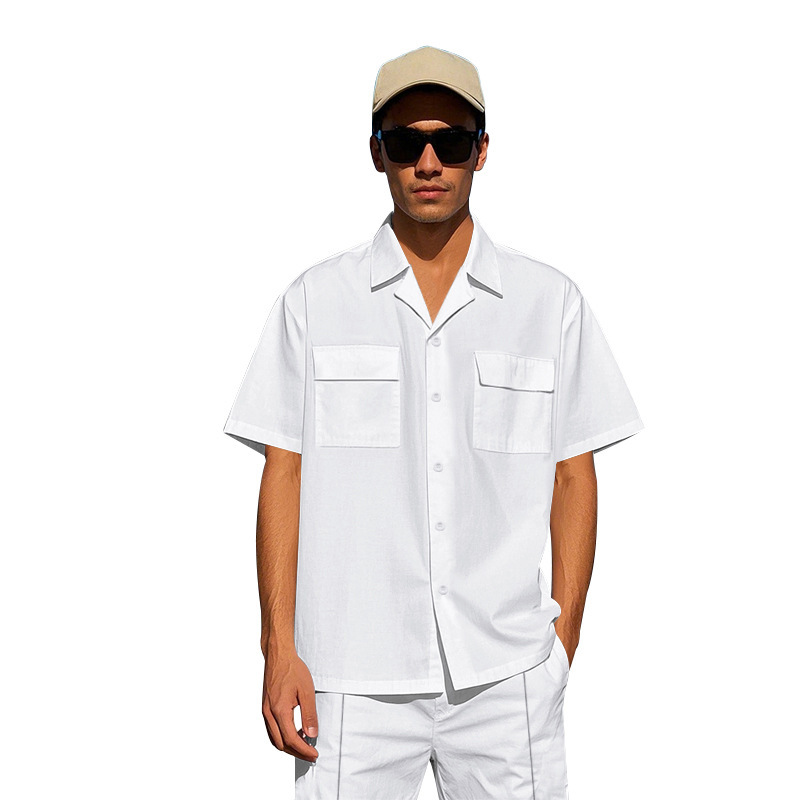 Men's Clothing Men's Light Luxury Casual Hawaiian Short Sleeved Shirt Shorts Set Summer Thin Workwear Loose Fit_viptrois.com