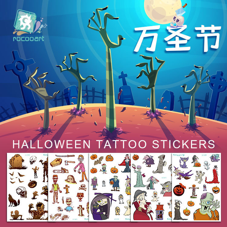 New waterproof tattoo stickers funny personality cartoon anime Halloween tattoo stickers temporary tattoo wholesale