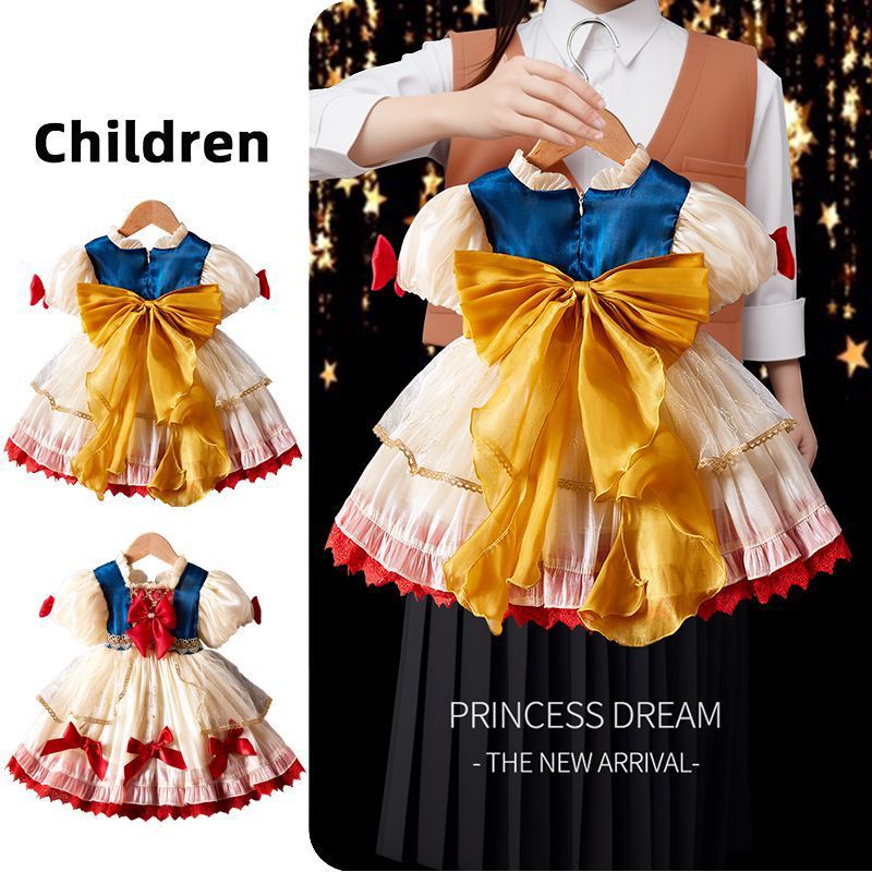 Girls' Lolita Puffy Skirt Summer One-Year-Old Girl's Dress Birthday High-End Snow White Dress Sweet Princess Dress