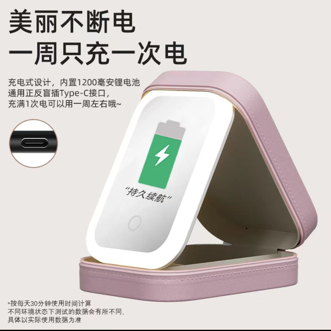 Nuevo pequeño espejo de maquillaje portátil con lámpara para mujeres plegables dormitorio de maquillaje de escritorio para almacenar maquillaje de belleza