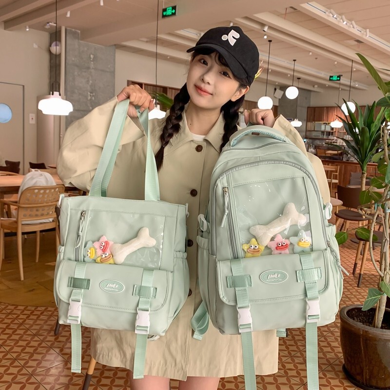 ランドセル 2点セット 新品 大容量 シンプル リュック 日本のキャンパス 万能 女の子 かわいい 高価値リュック|undefined