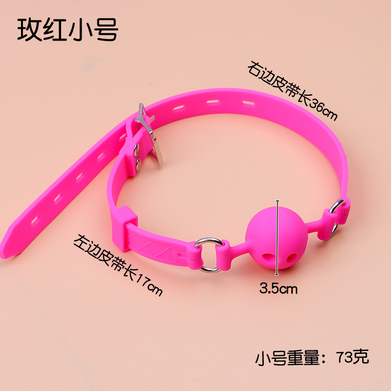 Silicone Ball Gag with Leather Straps, Red Adjustable Mouth Harness for Bondage Training — detail image 17