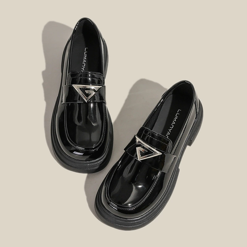 Spring high footwear platform English style for leather shoes, 2024 years, trend of season, British style