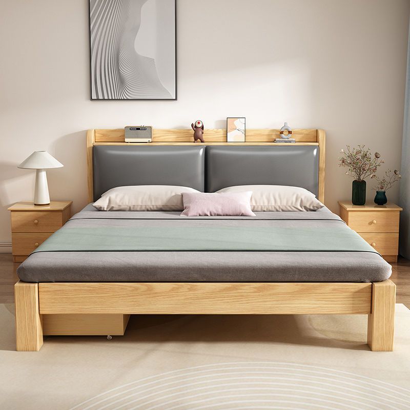 Solid Wood Double Bed Modern Simple 1.5m Bed for Home Master Bedroom 1.8m Storage Rental Use 1m Single Bed Frame