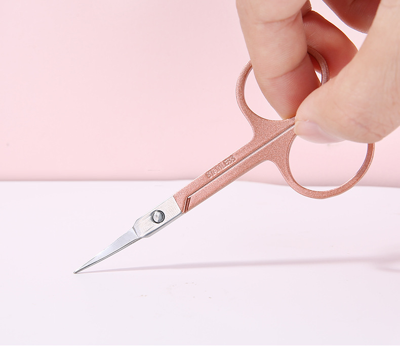 LMLTOP Coffee-colored pointed eyebrow scissors, stainless steel scissors, false eyelashes, double eyelid stickers, beauty Scissors TOP-020 undefined